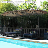 Tiimmgaal 15FT Mosquito Netting for Patio Umbrella Double Sided Patio Umbrella Canopy Netting &10X10 Ft gazebo (Black)(Does Not Contain Gazebo Patio Umbrella) (15FT Black) Tiimmgaal