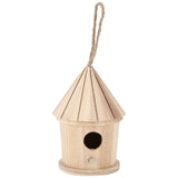 Wooden Birdhouses, Unfinished Natural Wood Bird House Round Outdoor Hand Painted Hanging Bird House Garden Patio Decorative Hapivida