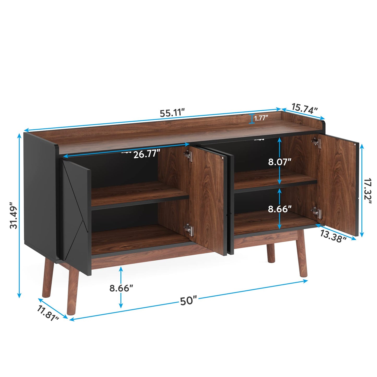 Tribesigns Sideboard Buffet Cabinet with Storage 55" Kitchen Sideboard Cabinet, Wood Coffee Bar Cabinet with Doors, Accent Sideboard Cabinet, Console Table Cabinet for Dining Room Living Room - WoodArtSupply