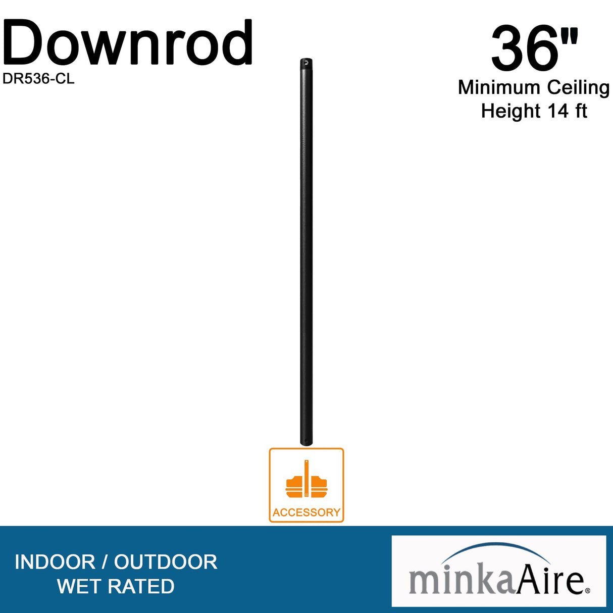 MINKA-AIRE DR536-CL 36-Inch Ceiling Fan Downrod in Coal Finish MINKA-AIRE