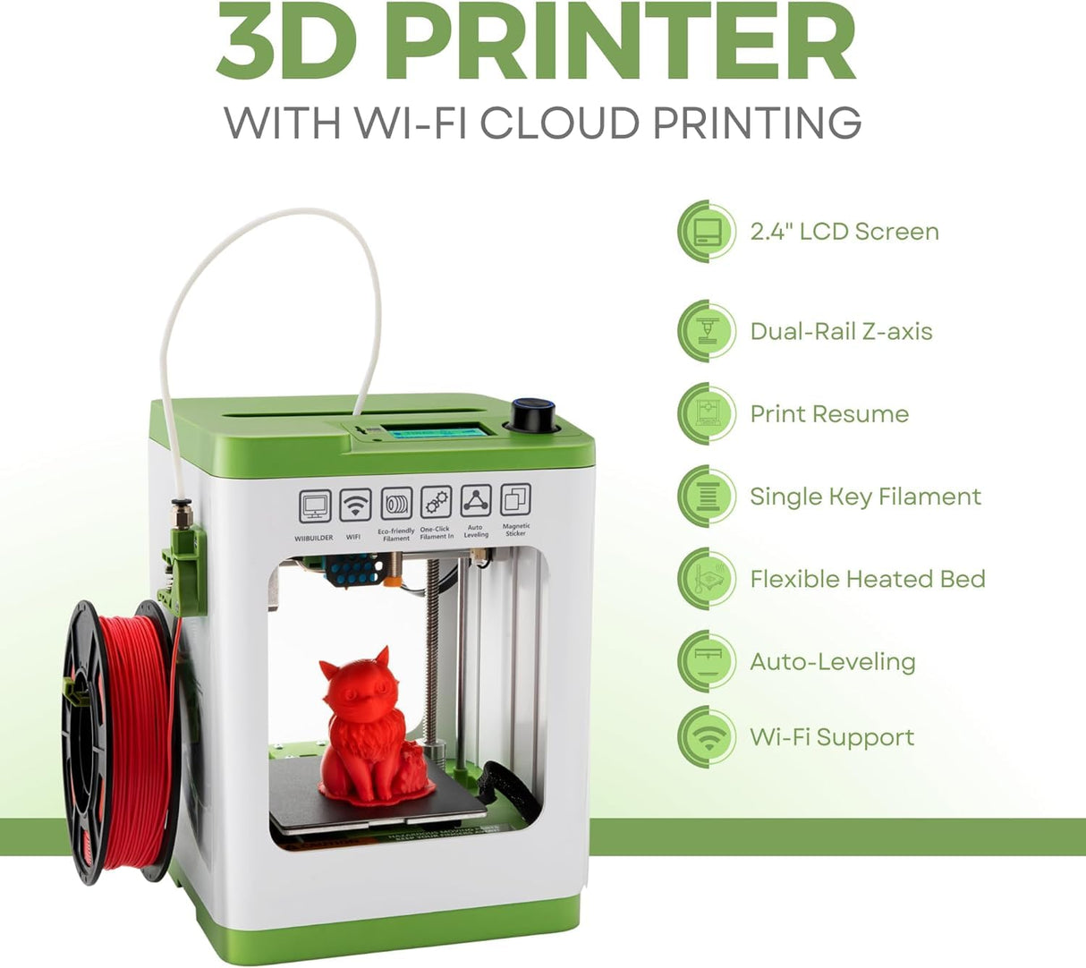 Fully Assembled Mini 3D Printer for Kids and Beginners - Complete Starter Kit with Auto Leveling 3D Printing Machine, 10M PLA Filament, and SD Card - WiFi 3D Home Printer for MAC, Windows, and Linux Asani