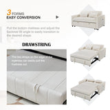 Hixkol Convertible Sleeper Sofa Bed, 55.51" Modern Velvet 3-in-1 Futon Couch, Pullout Bed with Adjustable Backrest, Storage Pockets and Toss Pillows for Living Room, Bedroom (White) Hixkol