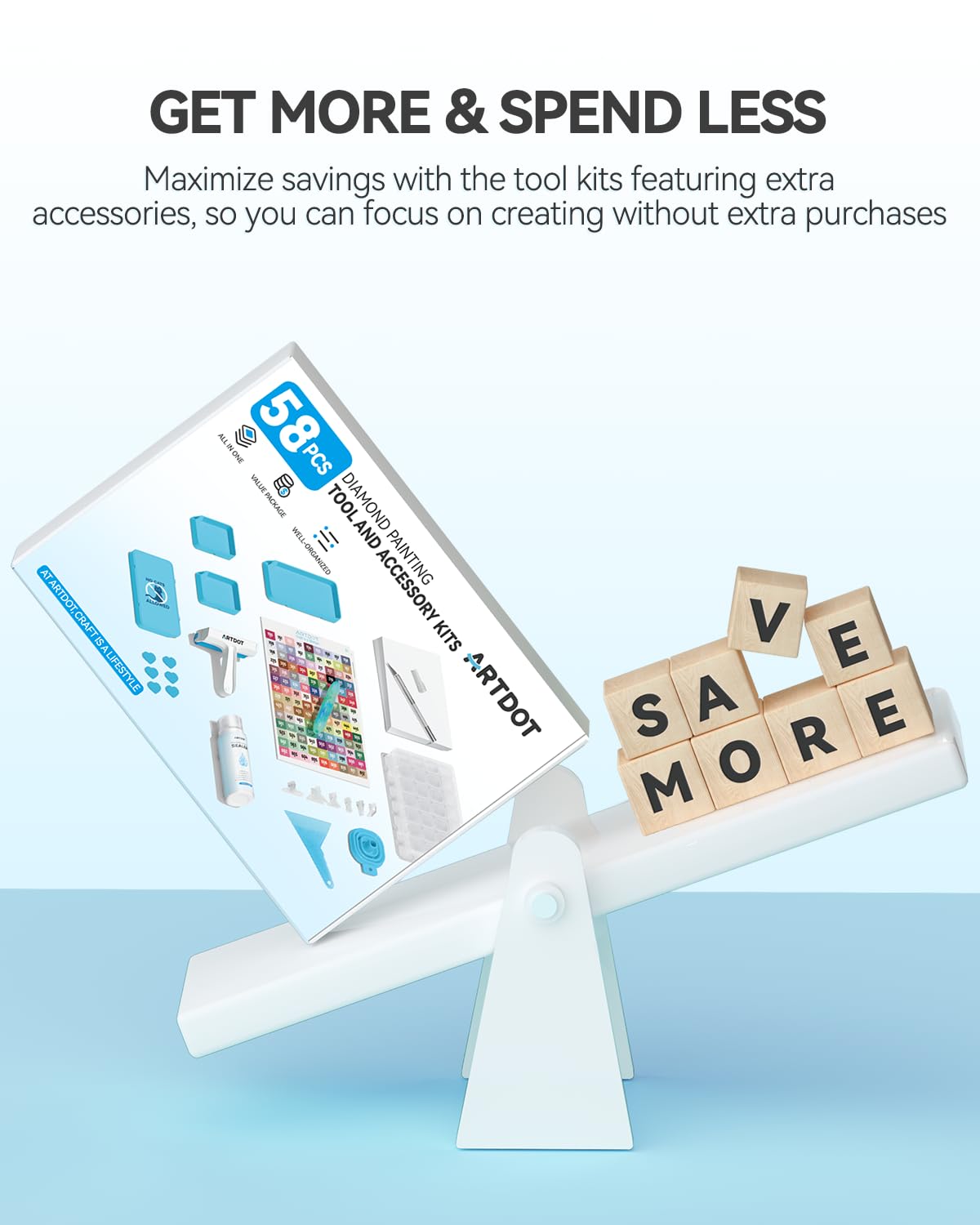 ARTDOT All-Inclusive Diamond Art Accessories Kits for Adults, Diamond Painting Tools with Bead Organizers and Storage Pens Sealer Roller Diamond Art Supplies for Beginners ARTDOT