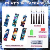 Legend Dragon Diamond Art Bookmarks - 6 Pcs DIY Legend Animal Dragon Diamond Painting Bookmarks with Tassels Great Gift Set for Book Lovers Beginners & Adults Generic