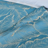 twelves Leaf Pattern Bedrunner Set, Jacquard Bed Scarf Luxury Single Bedding Protector Slipcover Bedroom Guestroom Inn Decor Blue twelves
