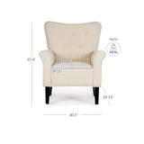 BELLEZE Modern Accent Chair, High Back Armchair, Upholstered Wingback Side Chair, Padded Single Sofa with Wooden Legs for Living Room, Bedroom - Beige BELLEZE