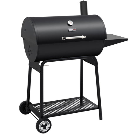 Royal Gourmet CC1830 30 Inch Barrel Charcoal Grill with Side Table, Outdoor BBQ Grill with 627 Sq. In. Cooking Space for Backyard, Patio and Parties, Black Royal Gourmet