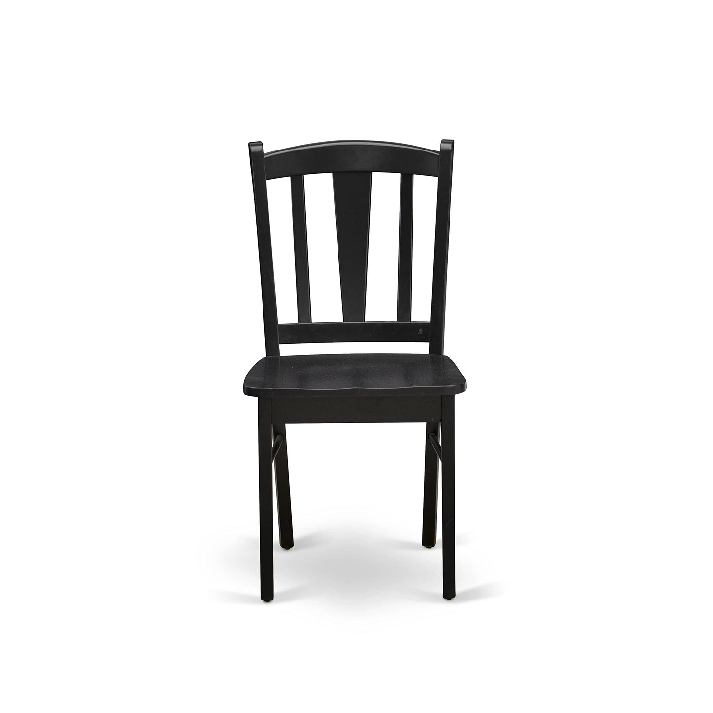 East West Furniture DLC-BLK-W Dublin Kitchen Dining Chairs - Slat Back Wood Seat Chairs, Set of 2, Black - WoodArtSupply