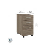 Bush Business Furniture Studio C 3-Drawer Mobile Vertical File Cabinet, Letter/Legal Size, Lockable, Modern Hickory (SCF216MHSU) Bush Business Furniture
