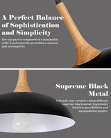 GUIHUALOVE Black Pendant Lights Kitchen Island,2 Pack Modern Pendant Light with Wood Cap, 13.8 inch Dome Pendant Light for Kitchen, Dining Room, Living Room GUIHUALOVE