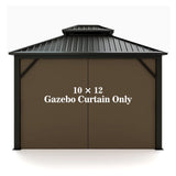 Gazebo Universal Replacement Privacy Curtain – Hugline 10' x 12' Gazebo Side Wall Outdoor Privacy Panel with Zipper (Brown) Hugline
