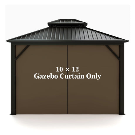 Gazebo Universal Replacement Privacy Curtain – Hugline 10' x 12' Gazebo Side Wall Outdoor Privacy Panel with Zipper (Brown) Hugline