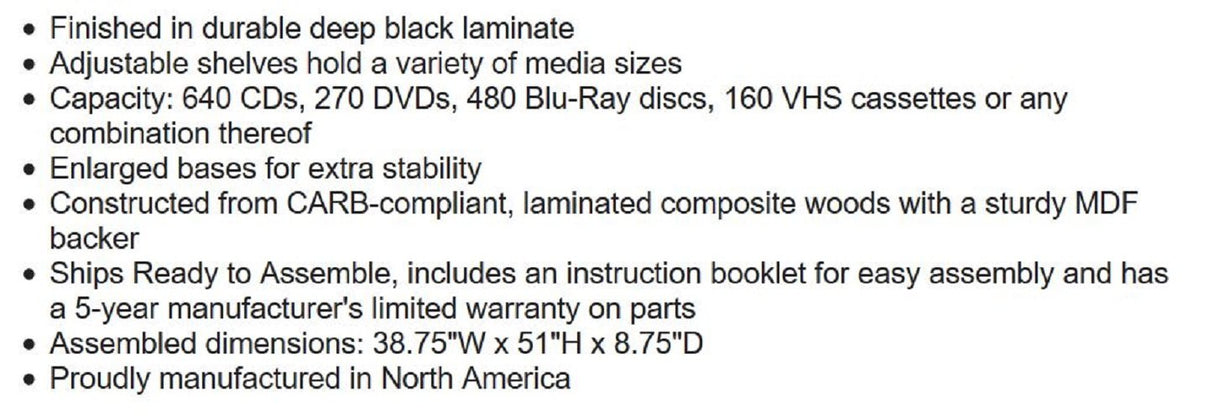 Prepac 2 Column Display Cabinet Media Storage, 38.75" Wide, Black Prepac