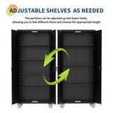 GarveeHome Storage Metal Cabinet 71" with Doors and 4 Shelves Adjustable Adjustable Feet and Lock Tall Storage Cabinet for Pantry Garage Craft Bedroom Office Shop GarveeHome
