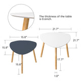 Bambloom Bamboo Nesting Coffee Tables - Small Coffee Table for Living Room, Set of 2 Triangle End Table Modern Side Table for Bedroom Apartment Balcony Yard Small Spaces, (White & Gray) Bambloom