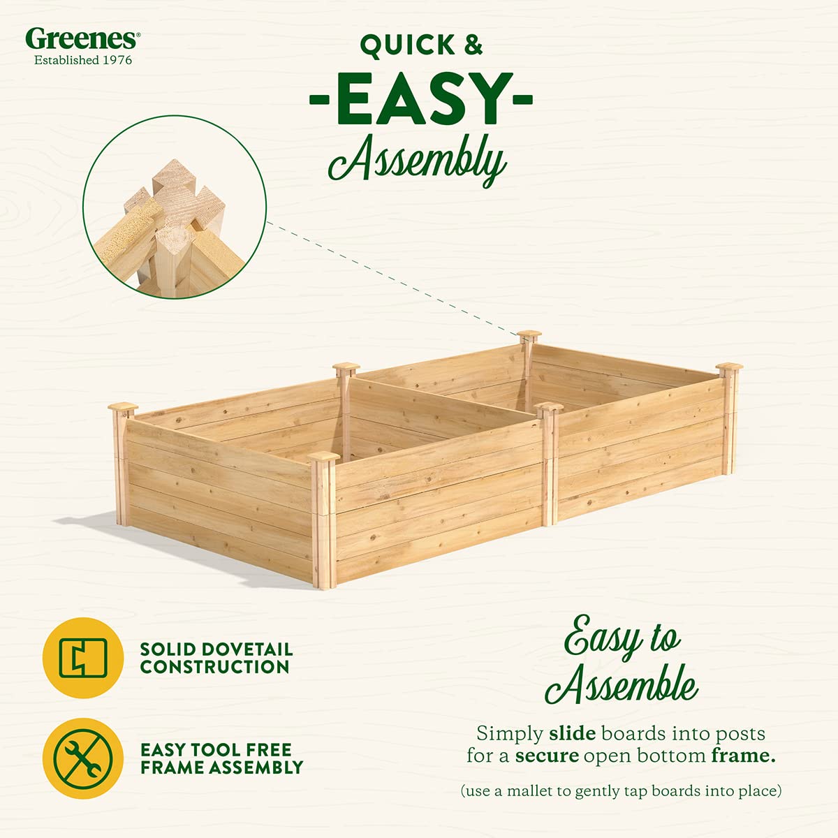 Greenes Fence Original Cedar Raised Garden Bed, 4' x 8' x 17.5" - Made in USA with North American Cedar Greenes Fence