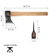 WICING 15.7" Throwing Axe, 1065 Manganese Steel Throwing Hatchet Beech Wood Handle for Axe Throwing Competitions - 3 Pack WICING