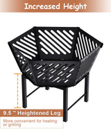 Waaliji 22.5 Inch Portable Plug Fire Pit for Camping, Heightened Detachable Outdoor Wood Burning Firepits for Outside Patio Heating, Picnic, Bonfire and BBQ with Travel Bag, Diagonal Hollow Style waaliji