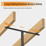 eShelf 3x6ft Overhead Garage Storage Rack, Heavy duty metal garage ceiling storage rack, 22''-40" Adjustable Ceiling Dropdown, 450lbs Loading Weight Capacity, Black eShelf