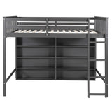 Harper & Bright Designs Gray Full Size Loft Bed with Storage Shelves and Built-in Ladder Harper & Bright Designs