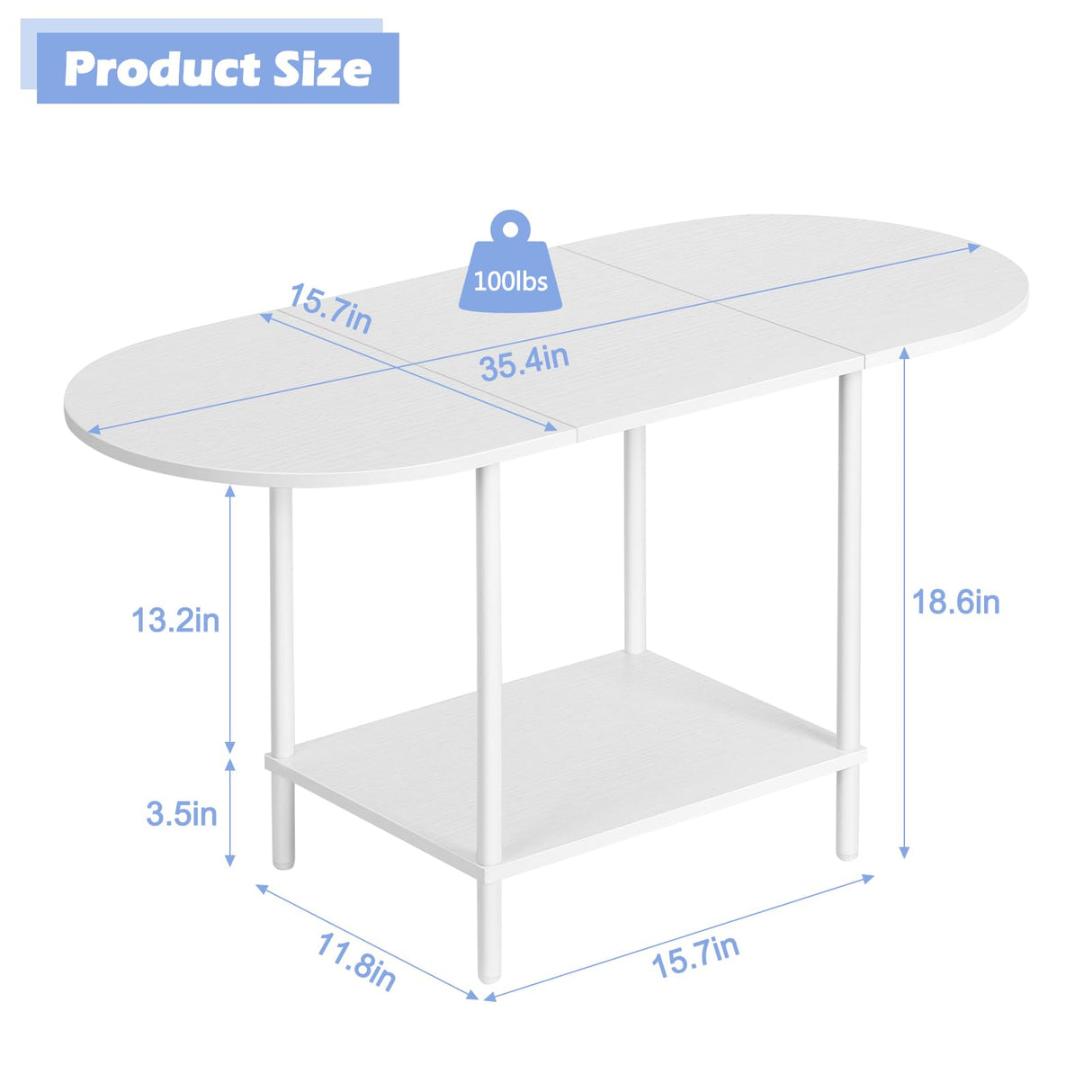 OYEAL White Coffee Table for Living Room, Small Oval Coffee Table with Storage and Wood Tabletop, Mid Century Round Center Table for Small Space, Home Office OYEAL