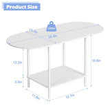 OYEAL White Coffee Table for Living Room, Small Oval Coffee Table with Storage and Wood Tabletop, Mid Century Round Center Table for Small Space, Home Office OYEAL