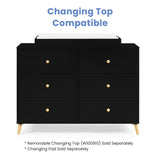 Delta Children Essex 6 Drawer Dresser, Black/Natural Delta Children