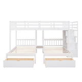 Harper & Bright Designs Triple Bunk Beds with Drawers, Wood Full Over Twin & Twin Bunk Bed with Storage Staircase, Triple Bed for Kids,3 Bed Bunk Beds with Storage for Girls Boys,White Harper & Bright Designs