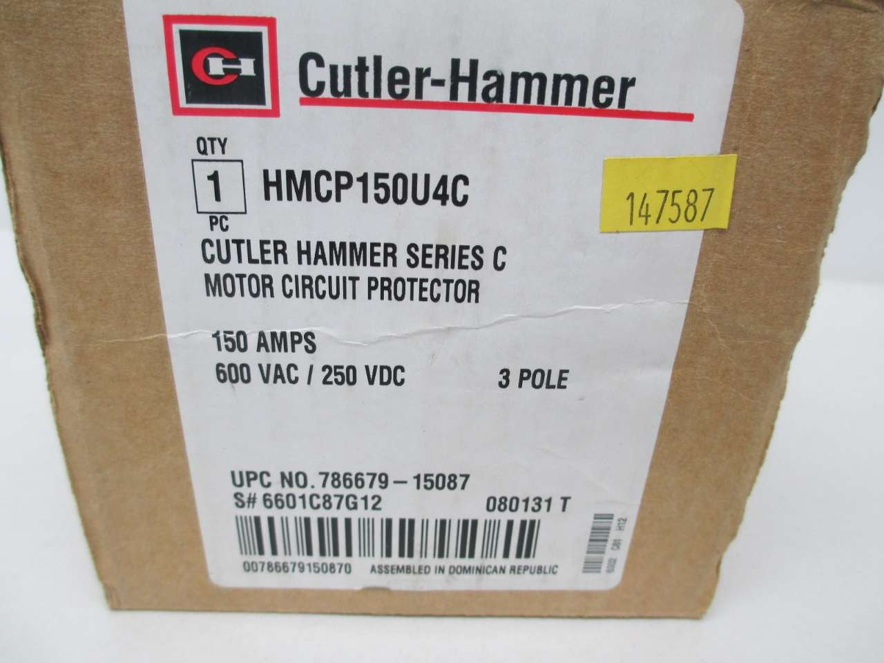 Eaton HMCP150U4C Circuit Breaker,150A,3P,600VAC,HMCP