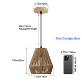 WBinDX Woven Rattan Pendant Light Fixture, 7'' Mini Boho Pendant Lights Kitchen Island 2 Pack Farmhouse Natural Hanging Pendant Lighting with Handwoven Basket Shade for Bedroom Foyer Bar Hallway WBinDX