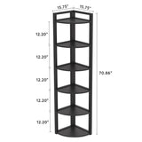 Tribesigns 6 Tier Corner Shelf, 70.9 Inch Tall Corner Bookshelf Small Bookcase Modern Corner Shelving Unit Storage Rack for Living Room, Home Office, Kitchen, Small Space (Black) Tribesigns
