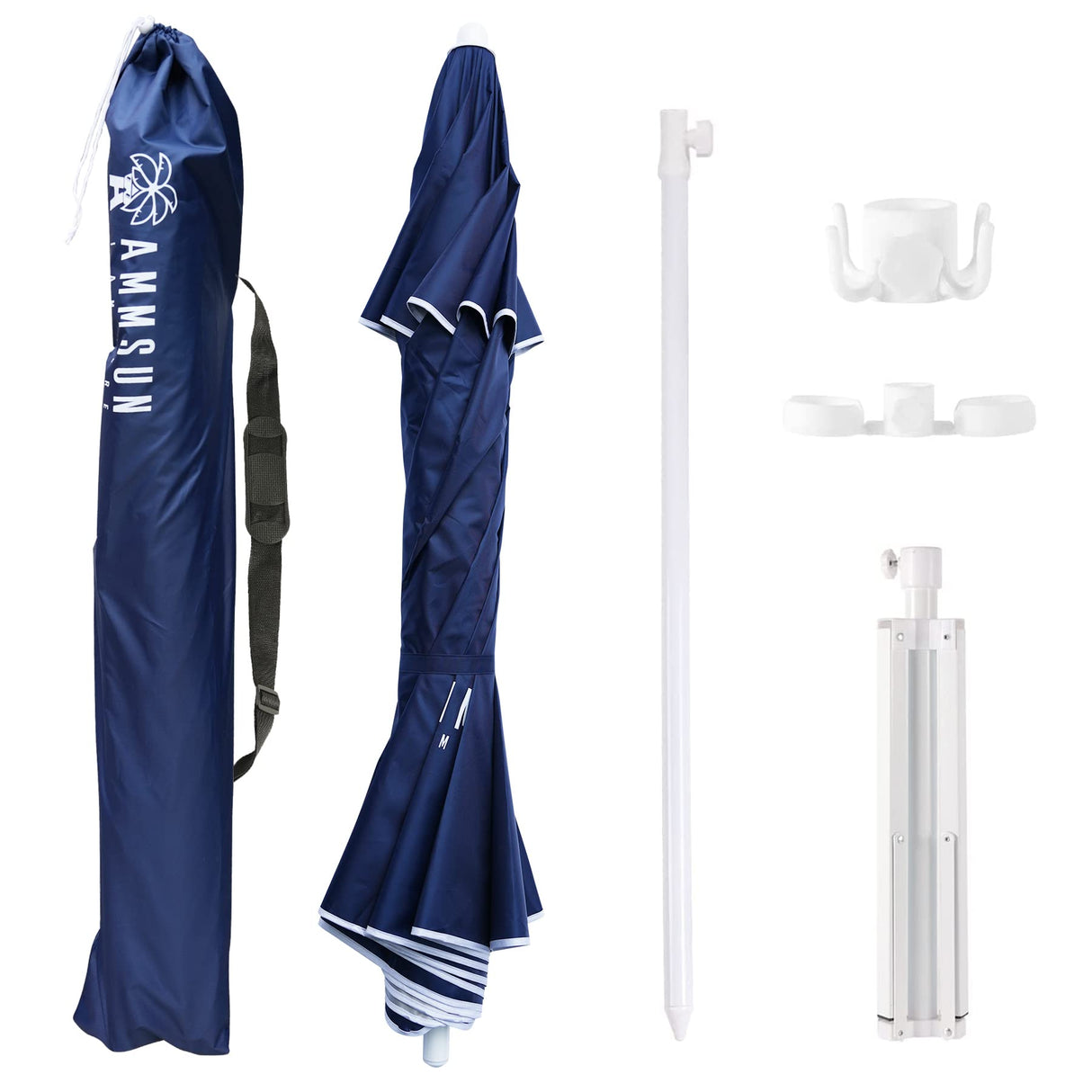 AMMSUN Shade Umbrella, Premium Portable Umbrella with Stand, 6.5ft Lightweight Free Standing Canopy for Sporting Games, Adjustable Instant Sun Protection and Easy to Carry, Navy Blue AMMSUN