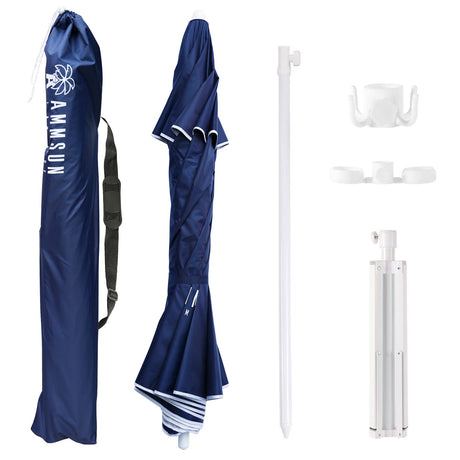 AMMSUN Shade Umbrella, Premium Portable Umbrella with Stand, 6.5ft Lightweight Free Standing Canopy for Sporting Games, Adjustable Instant Sun Protection and Easy to Carry, Navy Blue AMMSUN