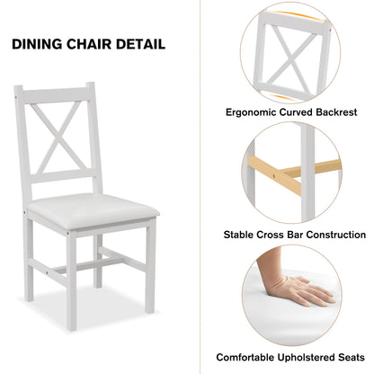 Lumelay Dining Table Set for 2-4 Person,Morden Wooden Small Kitchen Table Set,5 Piece Breakfast Dining Room Table and Upholstered Chairs for Apartment,Space-Saving Design (White) - WoodArtSupply