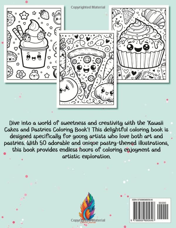Kawaii: Relaxing Cakes and Pastries Coloring Book For Kids and Adults WoodArtSupply