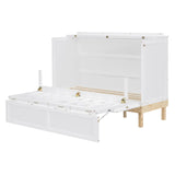 Queen Size Murphy Bed Cabinet Bed with USB Charging Station, Foldable Platform Bed Frame with Storage, White Merax