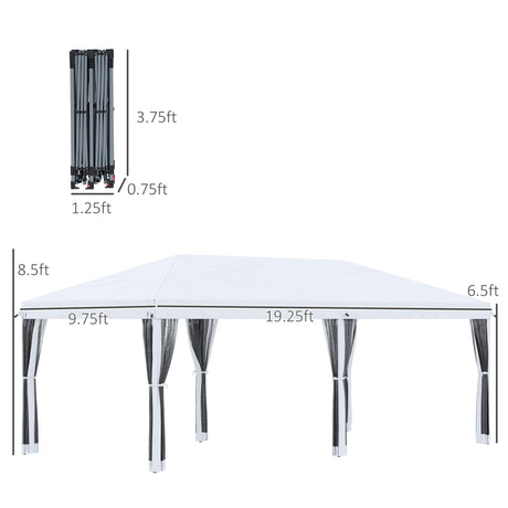 Outsunny 10' x 20' Pop Up Canopy Tent with Netting, Heavy Duty Large Party Tent, Instant Sun Shelter with Carry Bag for Backyard Garden Patio, Cream White Outsunny