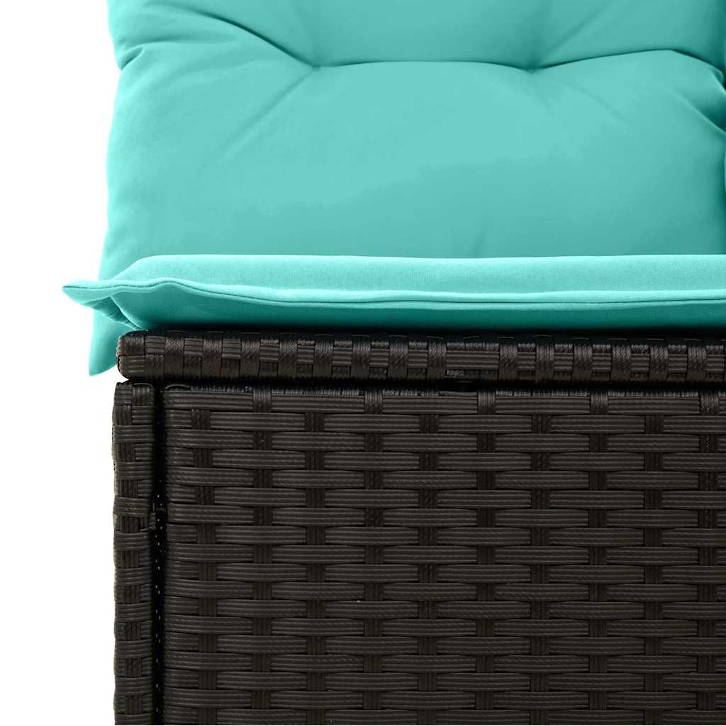 HETFTJN 9-Piece Patio Furniture Set Modular Outdoor Sectional Sofa Black and Turquoise Poly Rattan 47.6×24.2×27.2 in UV-Resistant Cushions for Garden Terrace Small Balcony HETFTJN