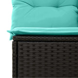 HETFTJN 9-Piece Patio Furniture Set Modular Outdoor Sectional Sofa Black and Turquoise Poly Rattan 47.6×24.2×27.2 in UV-Resistant Cushions for Garden Terrace Small Balcony HETFTJN
