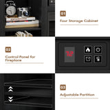 YESHOMY Electric Fireplace TV Stand for Televisions up to 65+ Inch, Media Entertainment Center Console Table with Four Open Storage Shelves & Cabinets, 58 Inch, Black YESHOMY