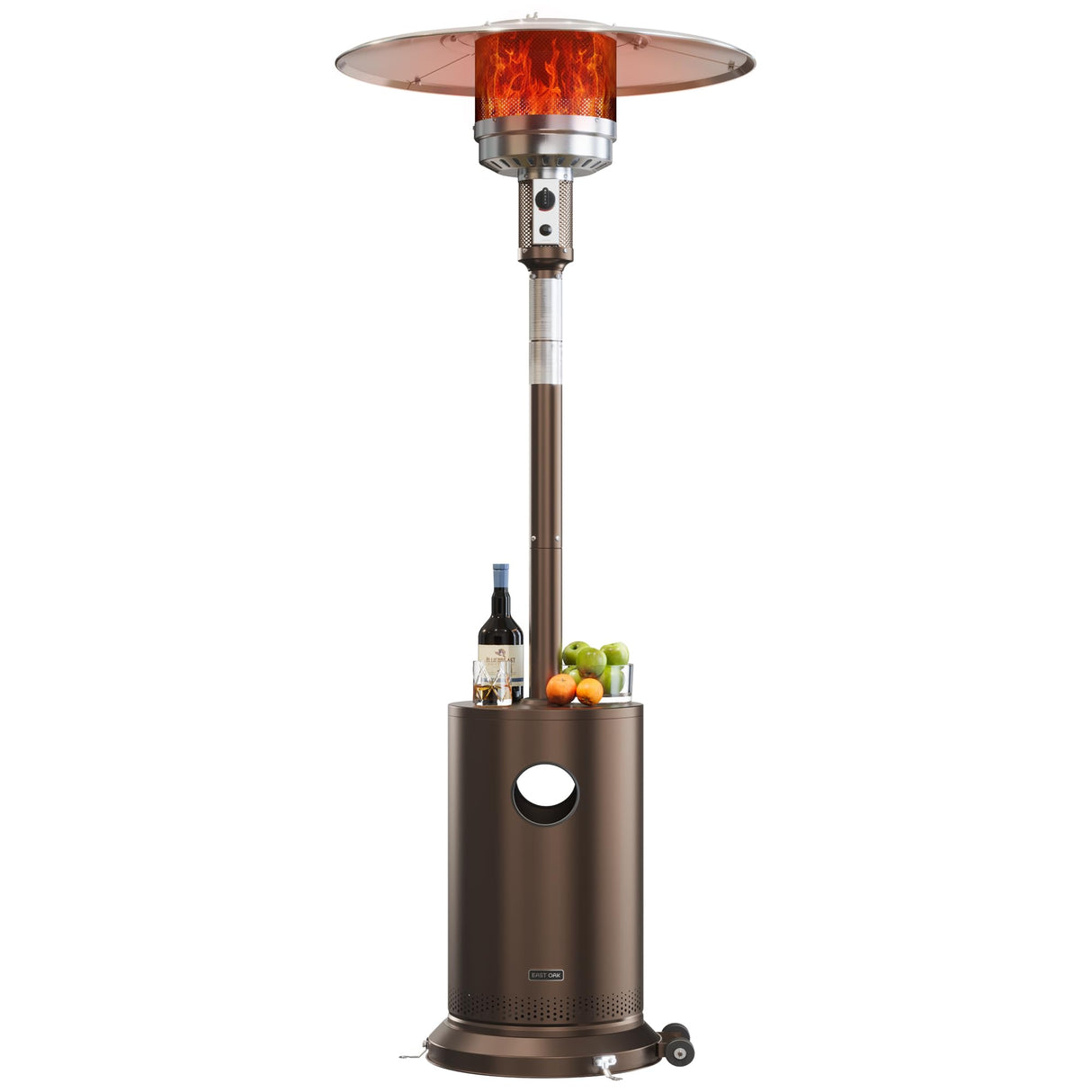 EAST OAK 50,000 BTU Patio Heater for Outdoor Use With Double-Layer Stainless Steel Burner, Round Table Design and Wheels, Outdoor Patio Heater for Commercial and Home, Bronze EAST OAK