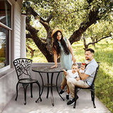 DWVO Outdoor Cast Aluminum Outdoor Chairs Set of 2, All-Weather Patio Dining Chair with Adjustable Feet for Balcony, Backyard, Deck, Garden, Hammered Bronze DWVO