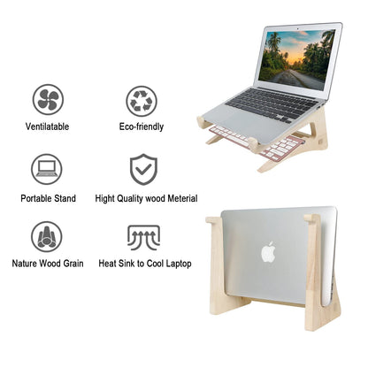 UI U & I Laptop Stand, Wooden Laptop Stand, Detachable Wooden Notebook Holder Mount Stand for Desk, 11-14inch Compatible with Apple MacBook Air Mac Pro, HP, DELL, Acer, Toshiba, Surface, Leno - WoodArtSupply