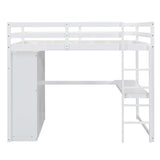 SOFTSEA Space-Saving Full Size Loft Bed with Integrated Desk, Wardrobe, and Storage Drawers SOFTSEA