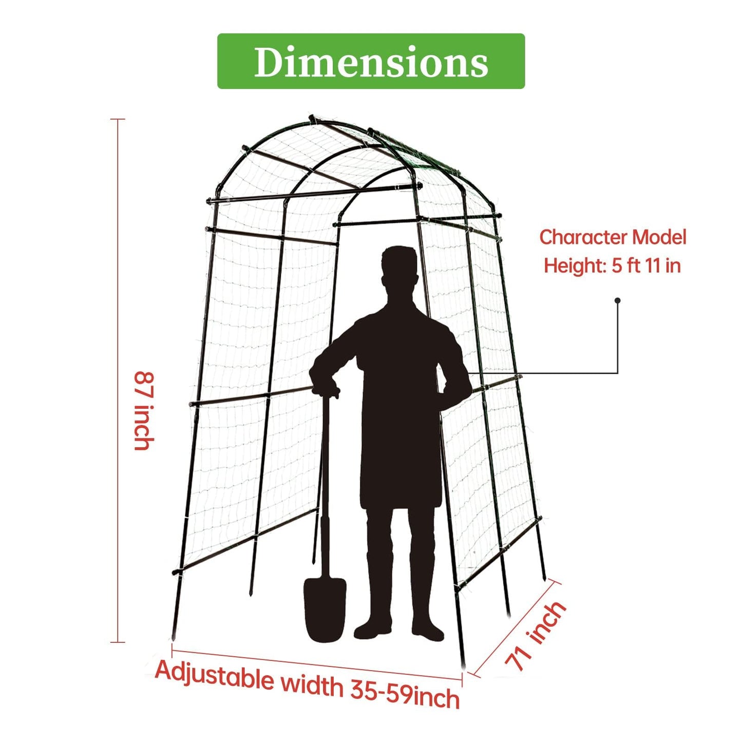 Yotoworth Garden Arch Trellis for Climbing Plants Outdoor, 7 ft Tall Walkway Arbor Tunnel for Vegetables, Squash, Melons, Zucchini, Cucumber Trellis for Garden Raised Bed, Lightweight, Black