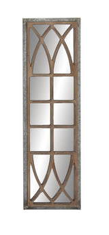Deco 79 Wood Room Wall Mirror Window Pane Inspired Entryway Mirror, Wall Mounted Mirror 15" x 1" x 52", Brown Deco 79