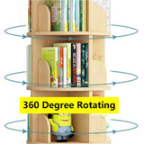 Gdrasuya10 360° Rotating Tall Bookshelf - 6 Tier Solid Wood Bookcase Organizer for Any Room Gdrasuya10