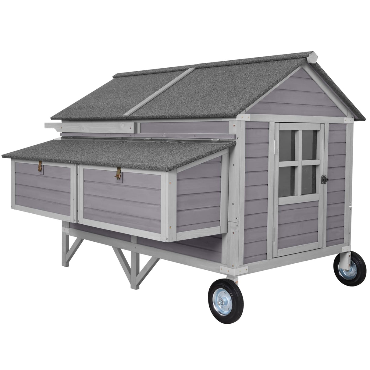 Chicken Coop Mobile Wooden Hen House with Nesting Box,Large Poultry Cage Upgrade with Strong Iron Frame,Durable & Waterproof Aivituvin