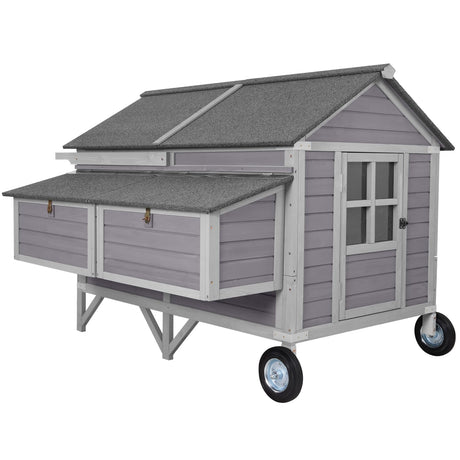 Chicken Coop Mobile Wooden Hen House with Nesting Box,Large Poultry Cage Upgrade with Strong Iron Frame,Durable & Waterproof Aivituvin