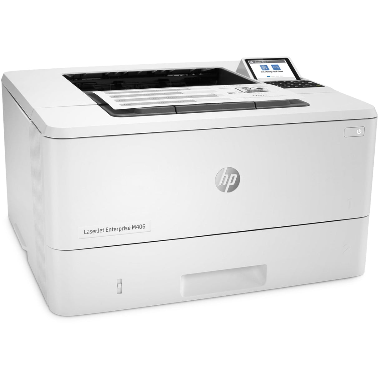 HP LaserJet Enterprise M406dn Monochrome Printer with built-in Ethernet & 2-sided printing (3PZ15A), white HP